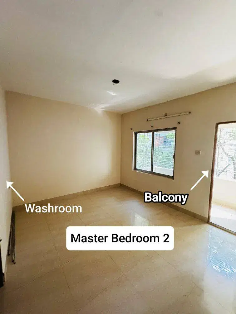 Bedroom with attached bathroom & balcony